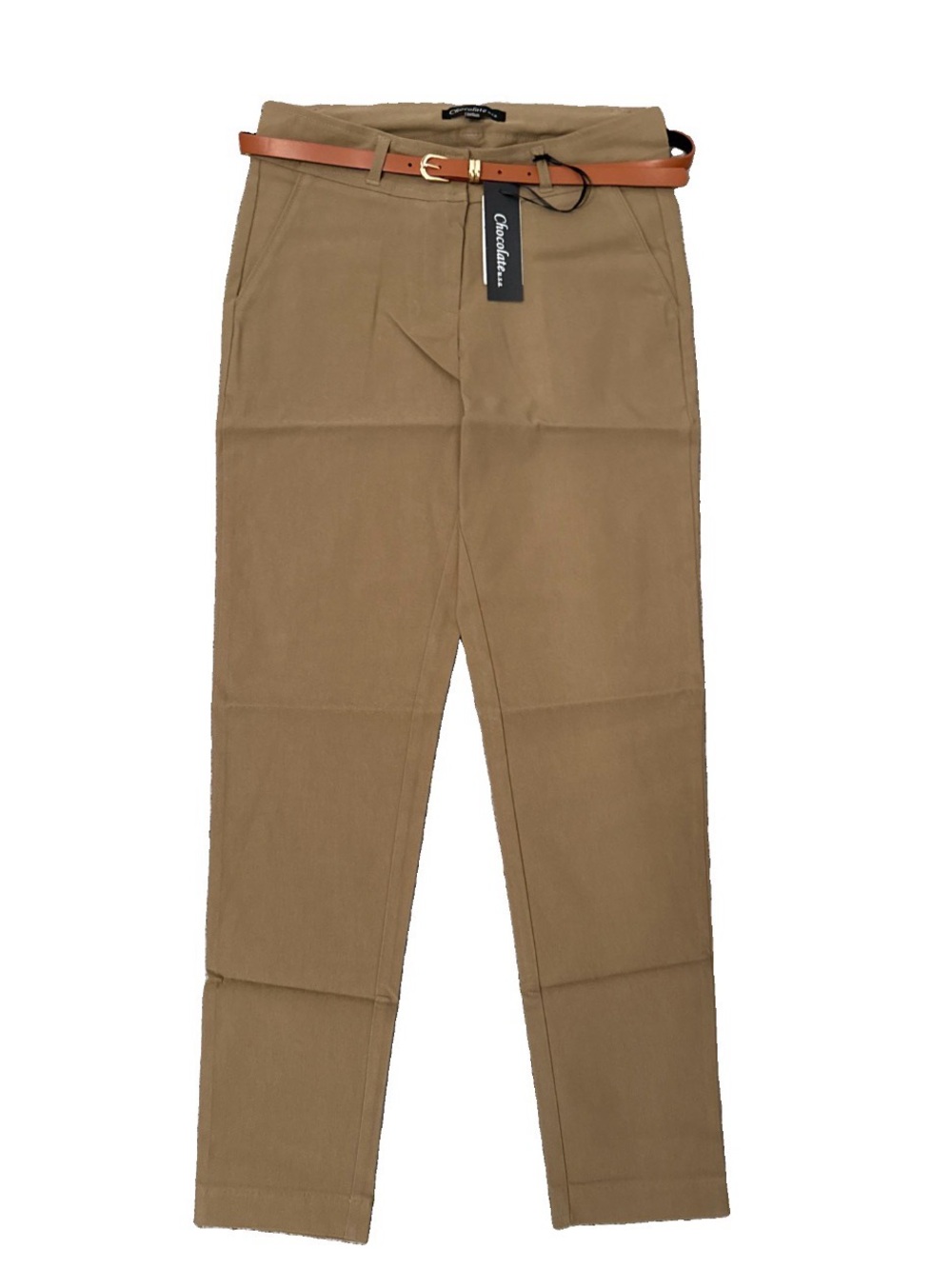 Chocolate USA MILLENIUM MID RISESKINNY LEGPANTS WITH BELT Khaki With Belt Small